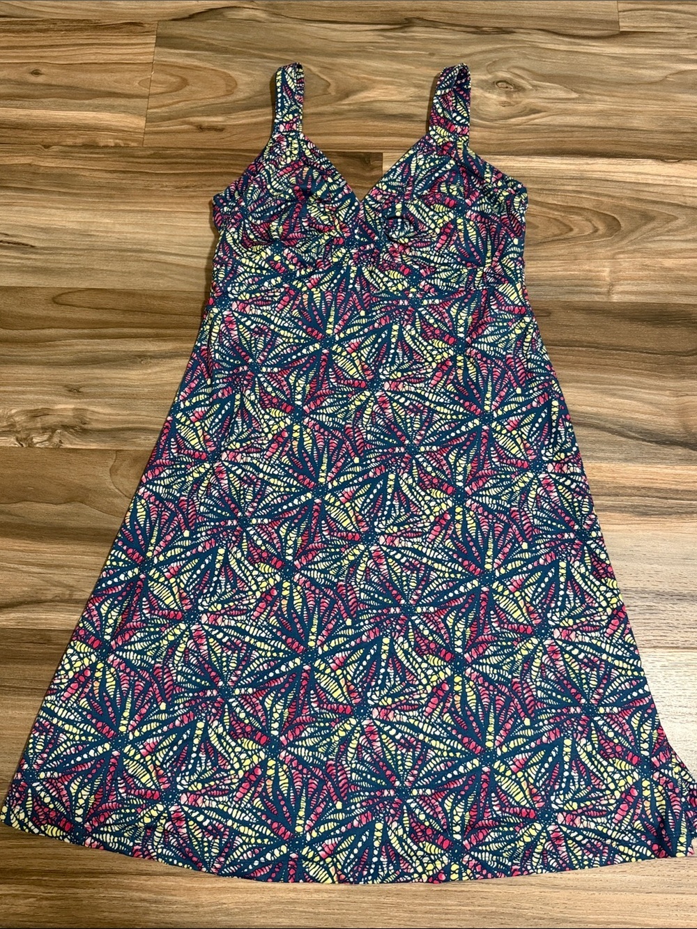 Patagonia Minette Dress Pink Green Floral Geometric Print Women’s M Athleisure